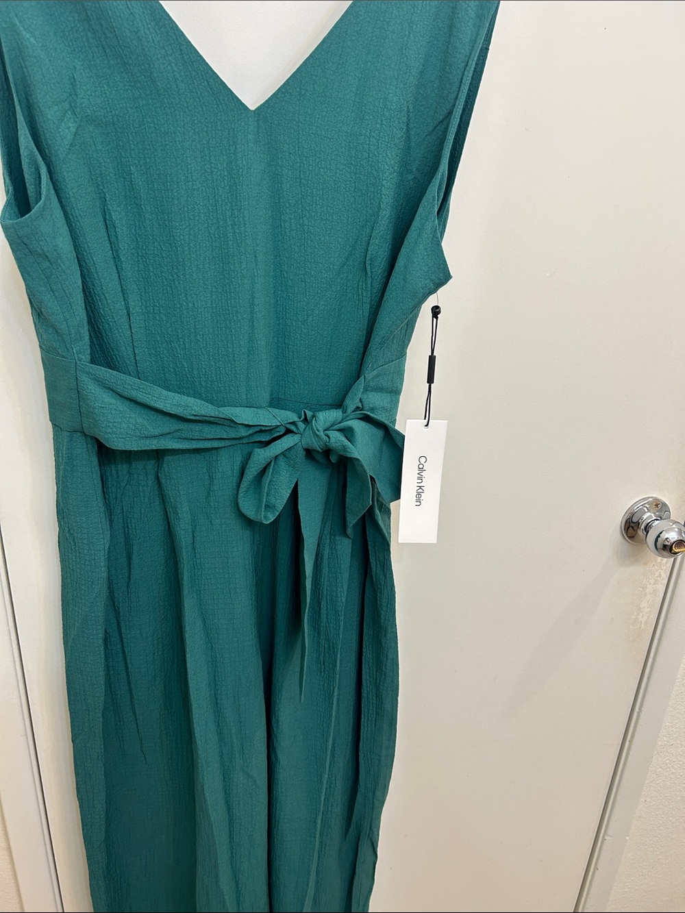 Calvin Klein Teal V-Neck Sleeveless Belted jumpsuit